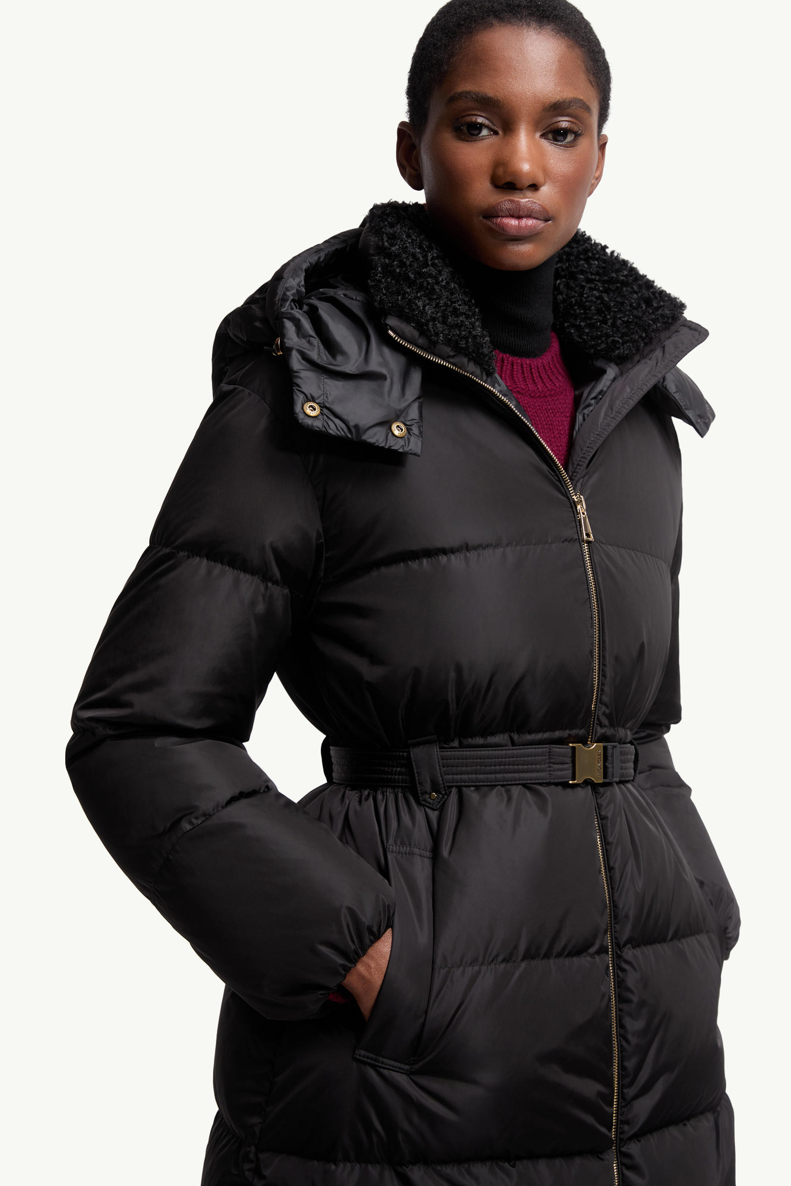 Briant Hooded Long Down Jacket Women Black Moncler 5