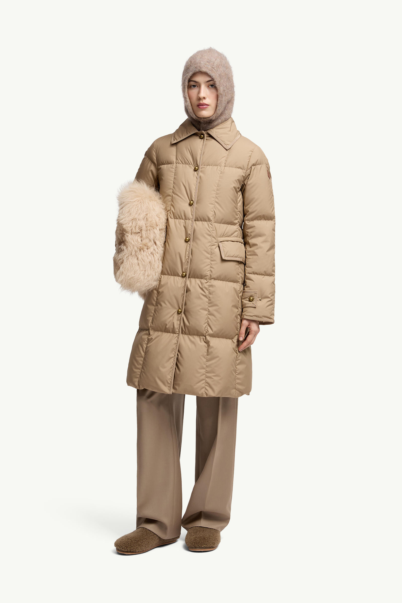 Achard Long Down Jacket Women Beige Moncler 0