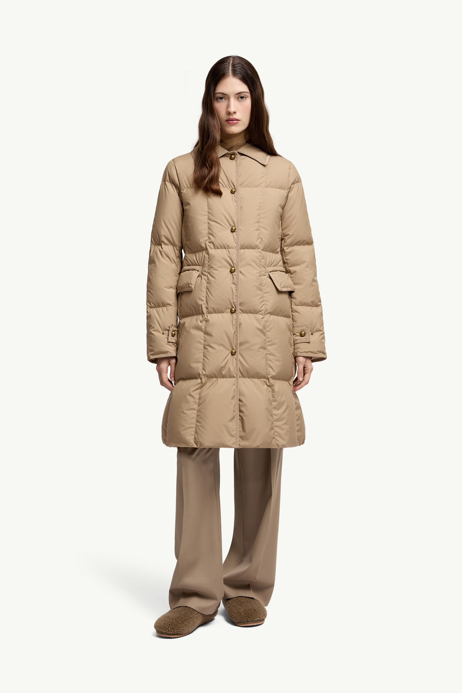 Beige Achard Long Down Jacket - Long Jackets & Parka for Women