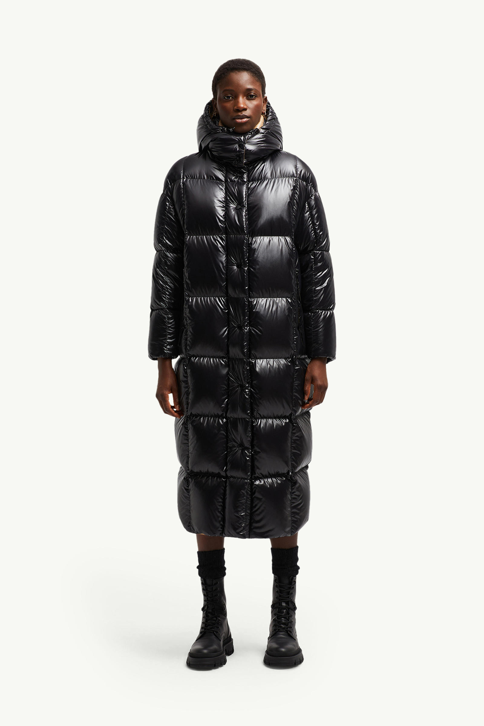 Parnaiba女士连帽长款羽绒夹克外套 女士 黑色 Moncler 3