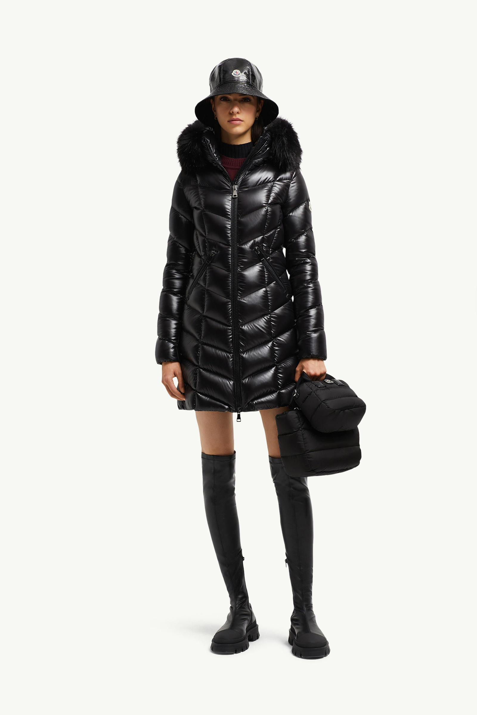 Fulmarus Hooded Long Down Jacket Women Black Moncler 0