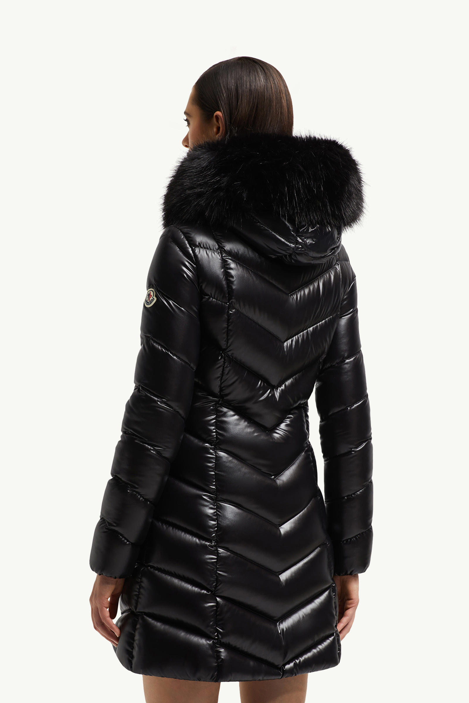 Fulmarus Faux Fur-Trimmed Hooded Long Down Jacket Women Black Moncler 4