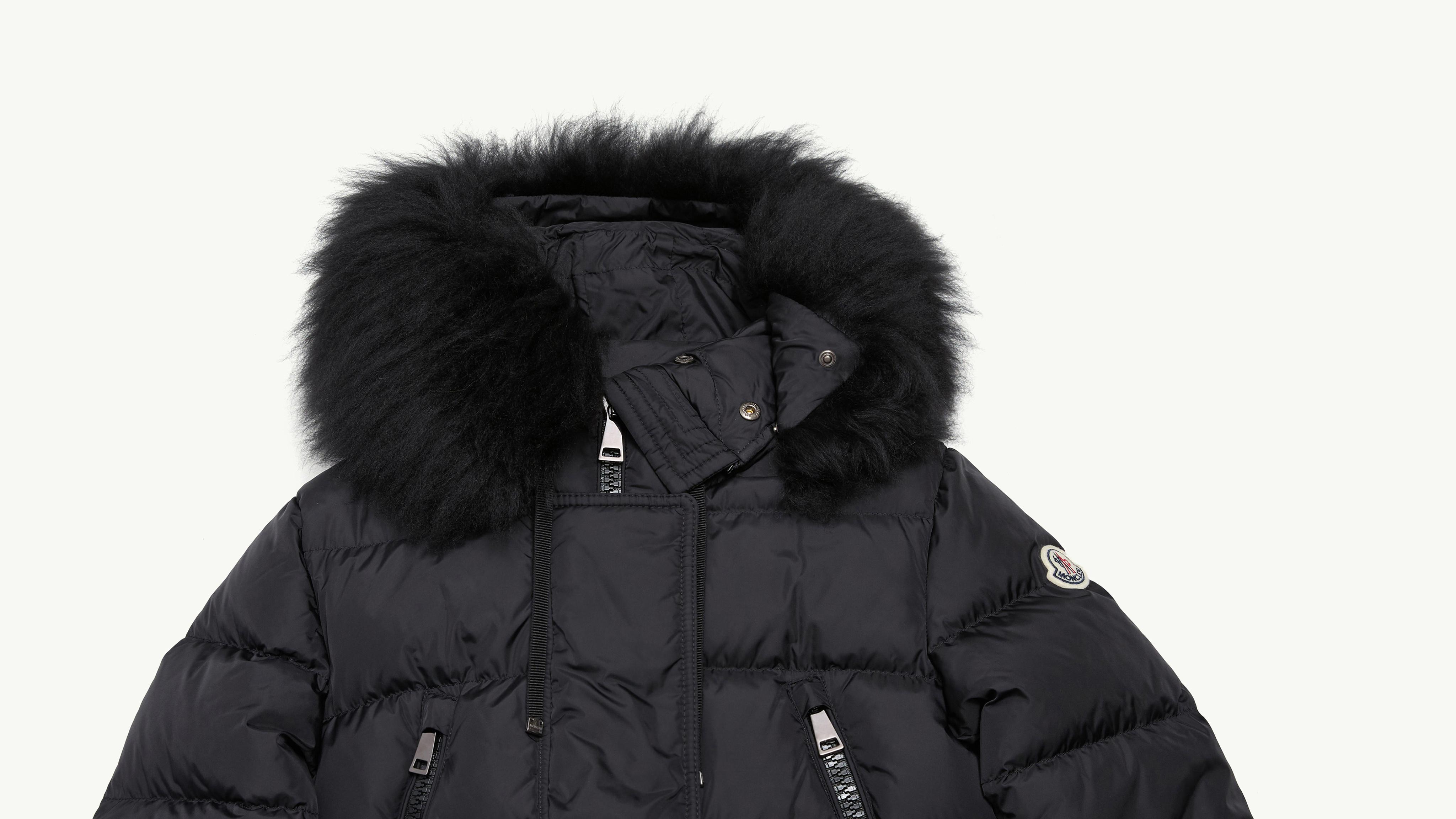 Black Aphroti Hooded Shearling-Trimmed Long Down Jacket - Long