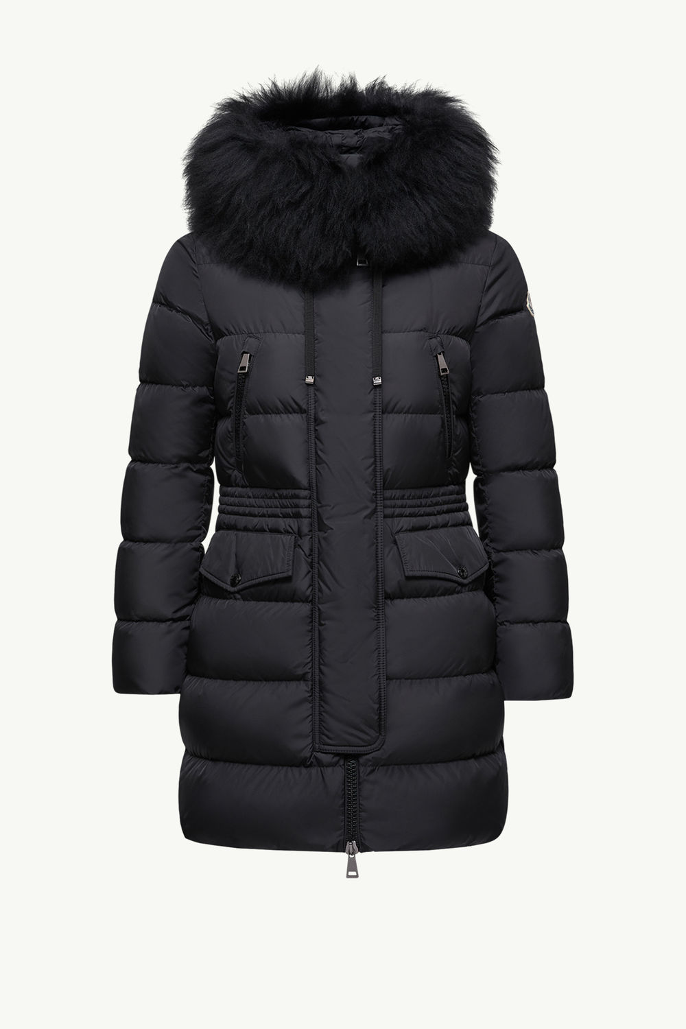 Aphroti lange Daunenjacke mit Kapuze und Shearling-Besatz Damen Schwarz Moncler 2