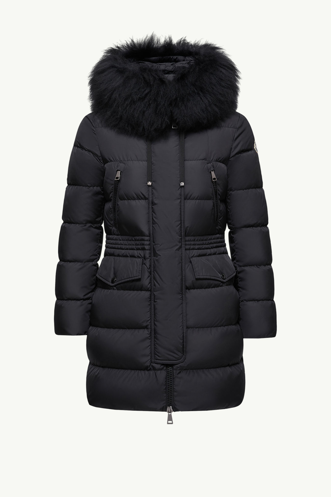 Aphroti連帽羔羊毛飾邊長身羽絨外套 女士 黑色 Moncler 2