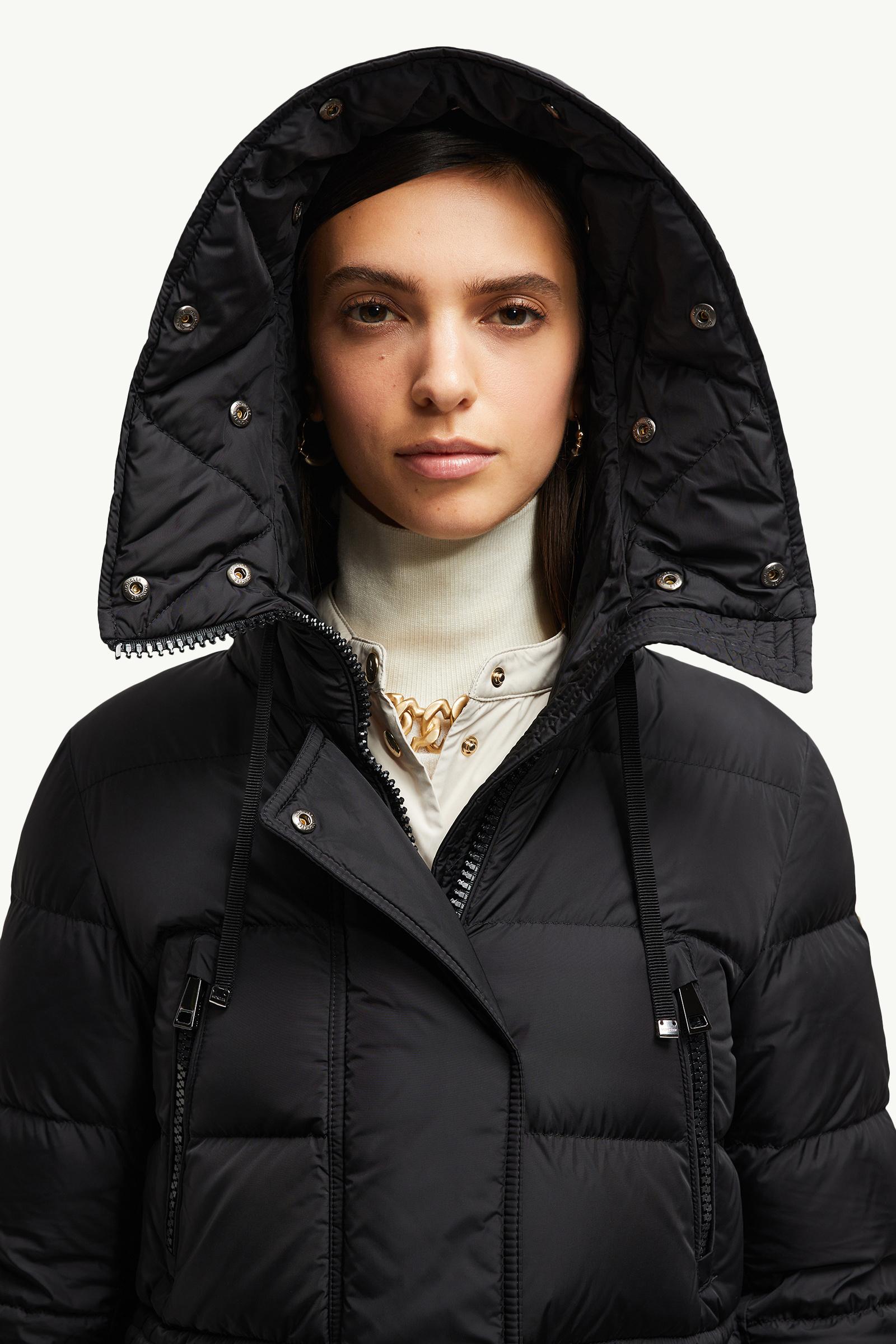 Aphroti lange Daunenjacke mit Kapuze und Shearling-Besatz Damen Schwarz & Beige Moncler 1