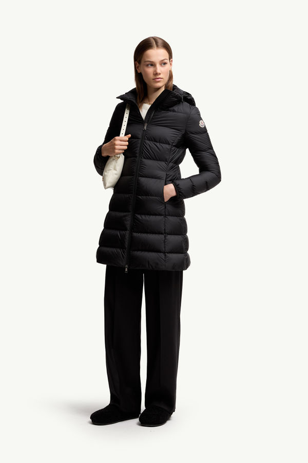 Plumífero largo con capucha Gie Mujer Negro Moncler 0
