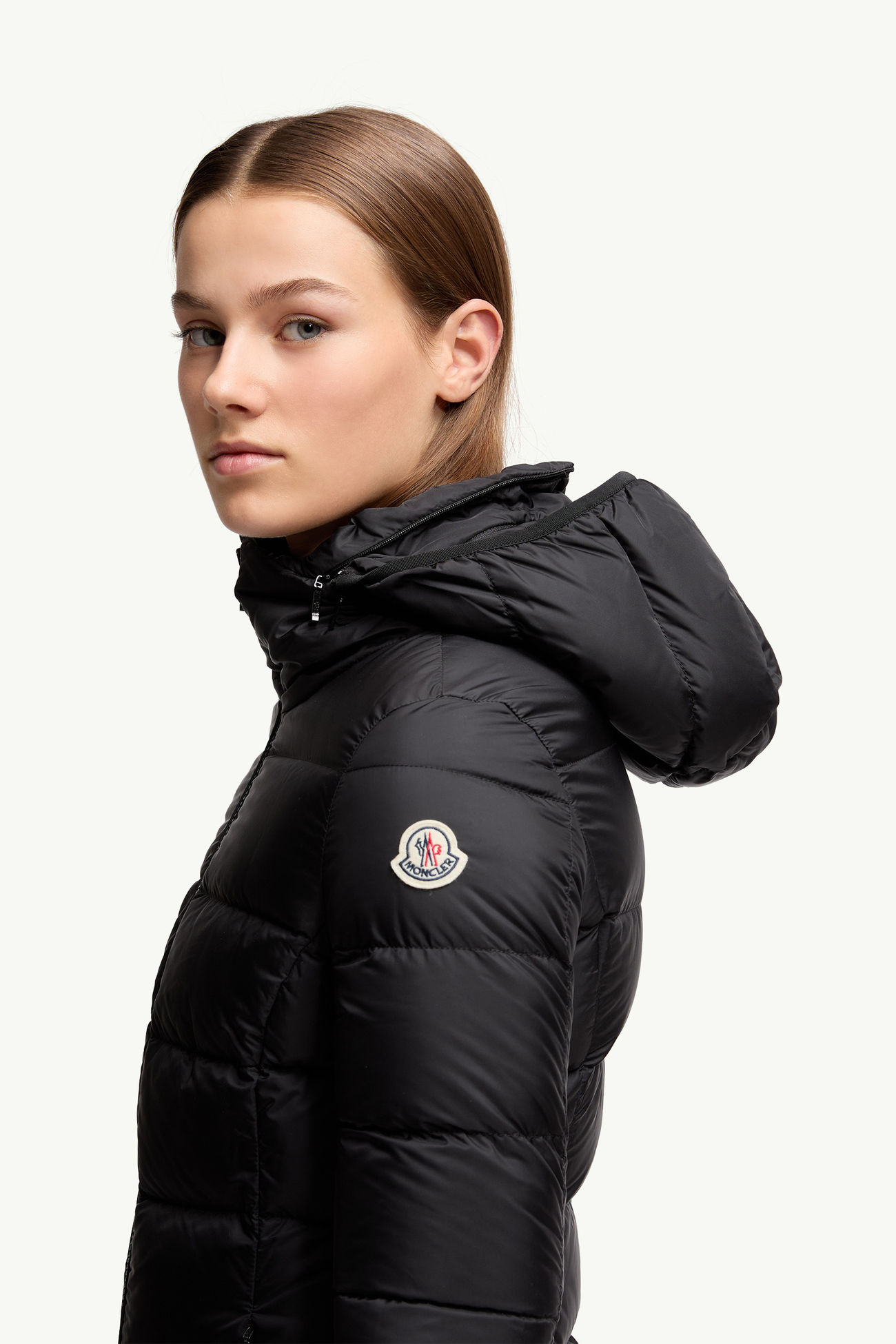 Gie連帽長身羽絨外套 女士 黑色 Moncler 1