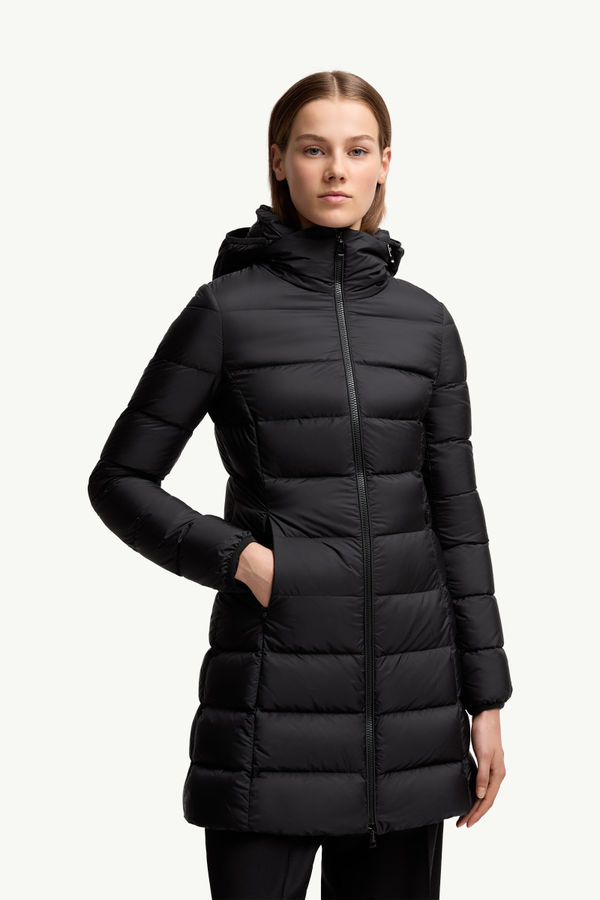 Gie Hooded Long Down Jacket Women Black Moncler 3