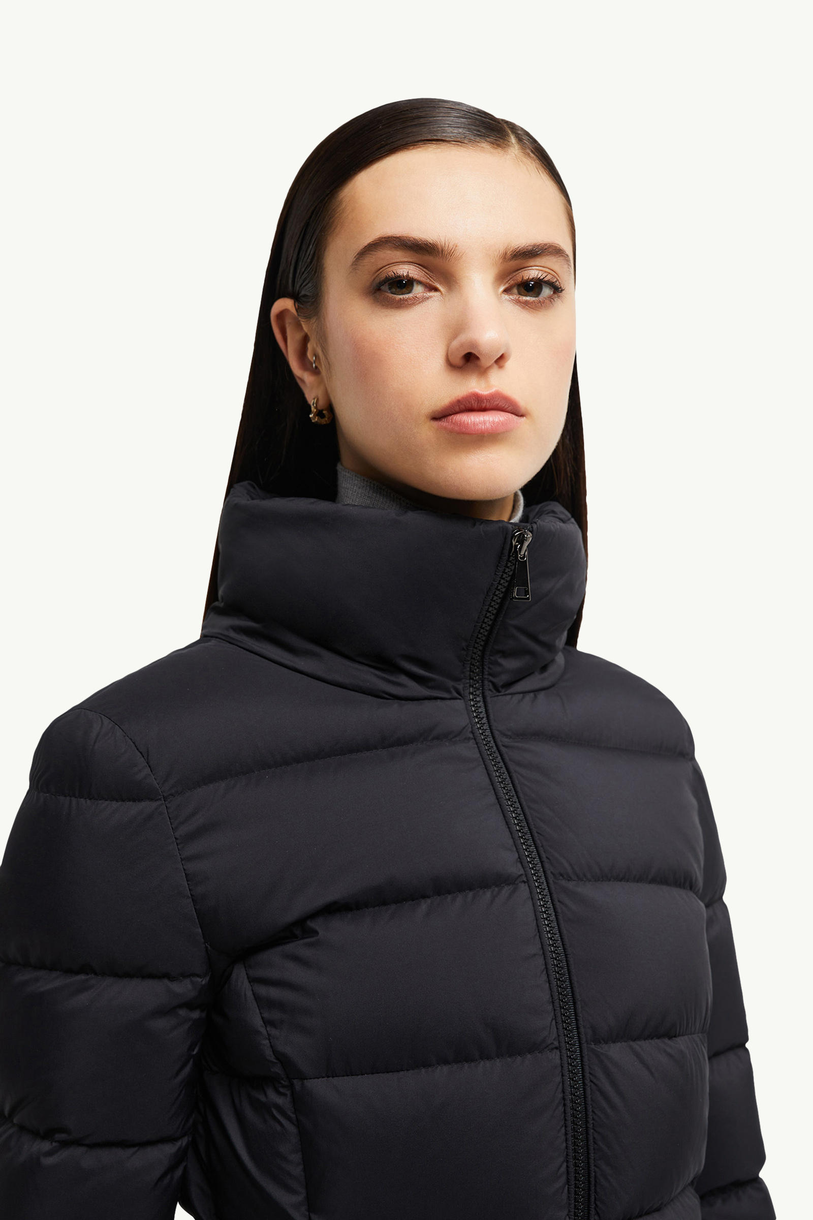 Gie Hooded Long Down Jacket Women Black Moncler 6