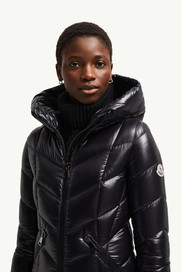 Marus Hooded Geometric-Quilted Long Down Jacket Women Black Moncler 1