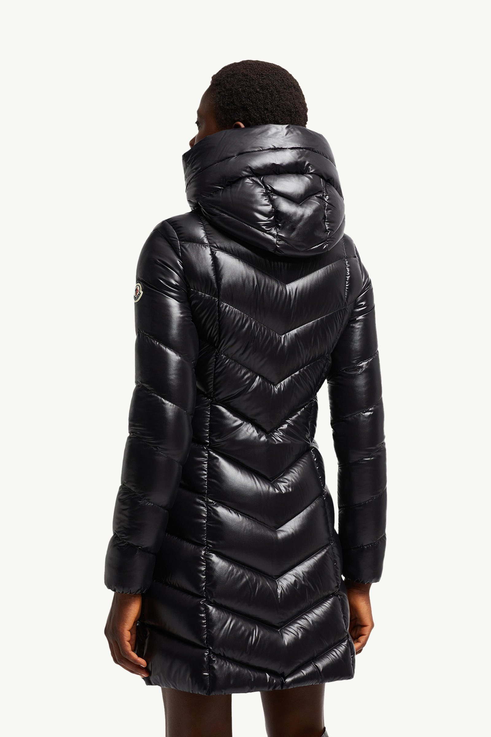 Marus Hooded Geometric-Quilted Long Down Jacket Women Black Moncler 4