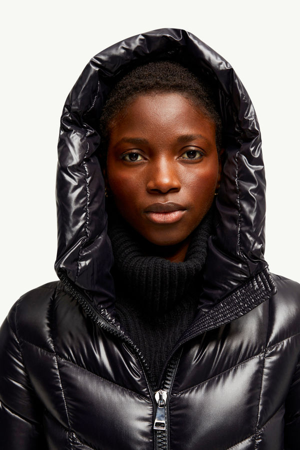 Marus Hooded Geometric-Quilted Long Down Jacket Women Black Moncler 6
