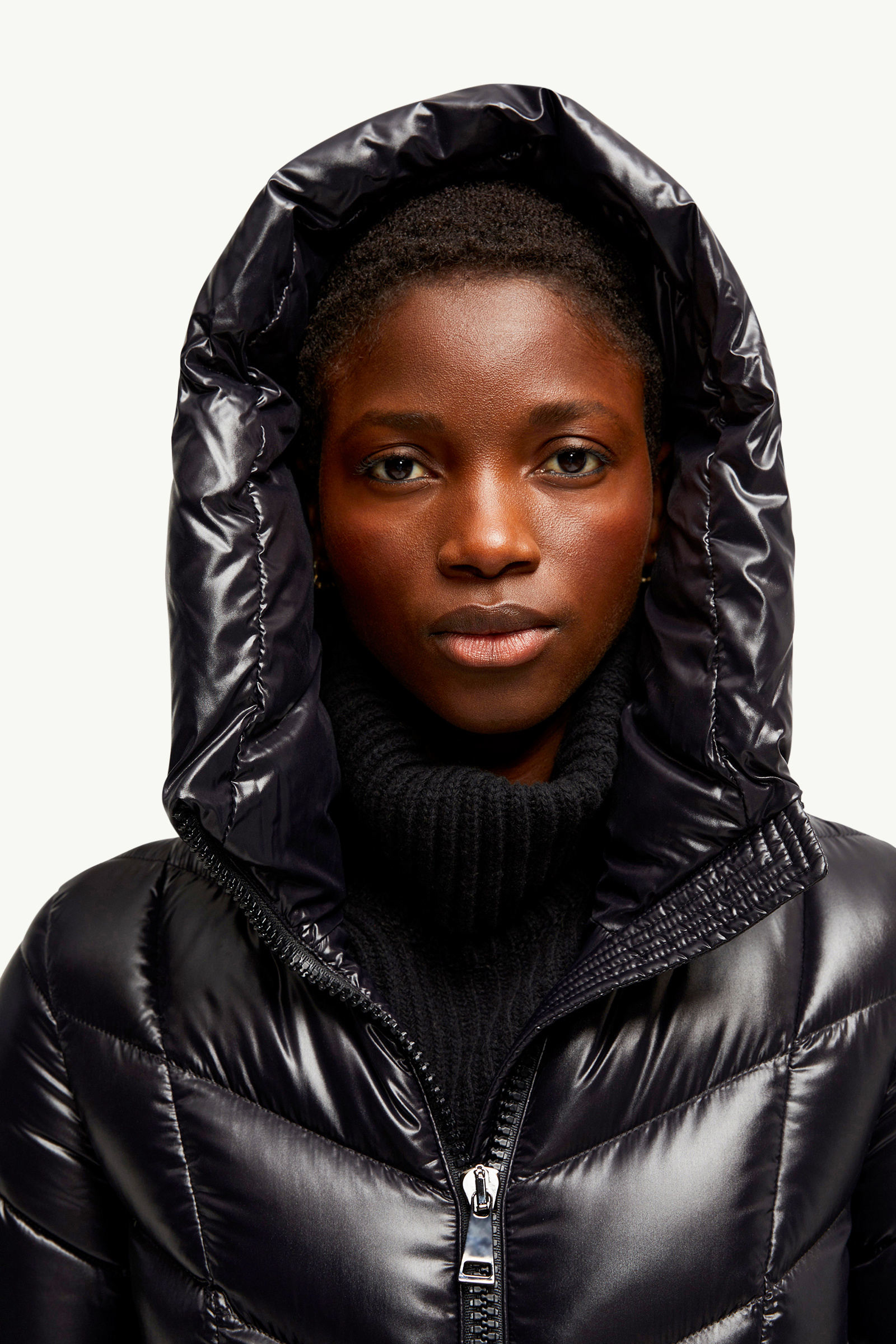 Marus Hooded Geometric-Quilted Long Down Jacket Women Black Moncler 6