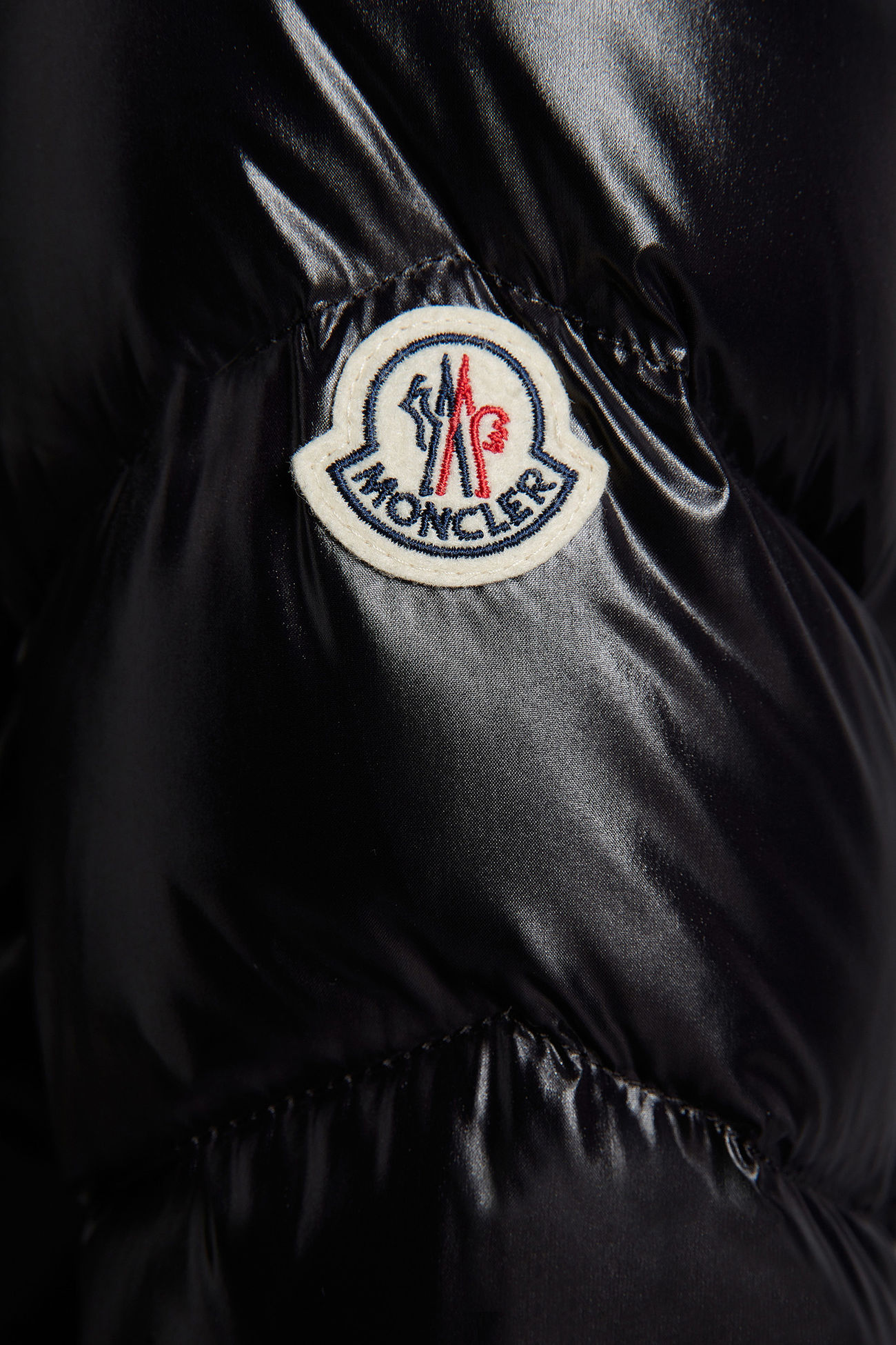 Marus geometrisch gesteppte lange Daunenjacke mit Kapuze Damen Schwarz Moncler 7