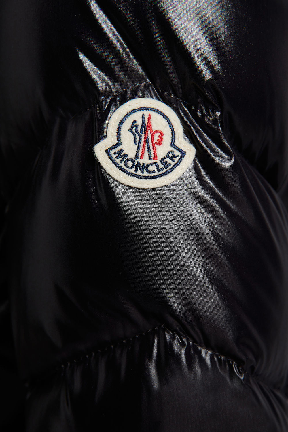 Marus Hooded Geometric-Quilted Long Down Jacket Women Black Moncler 7