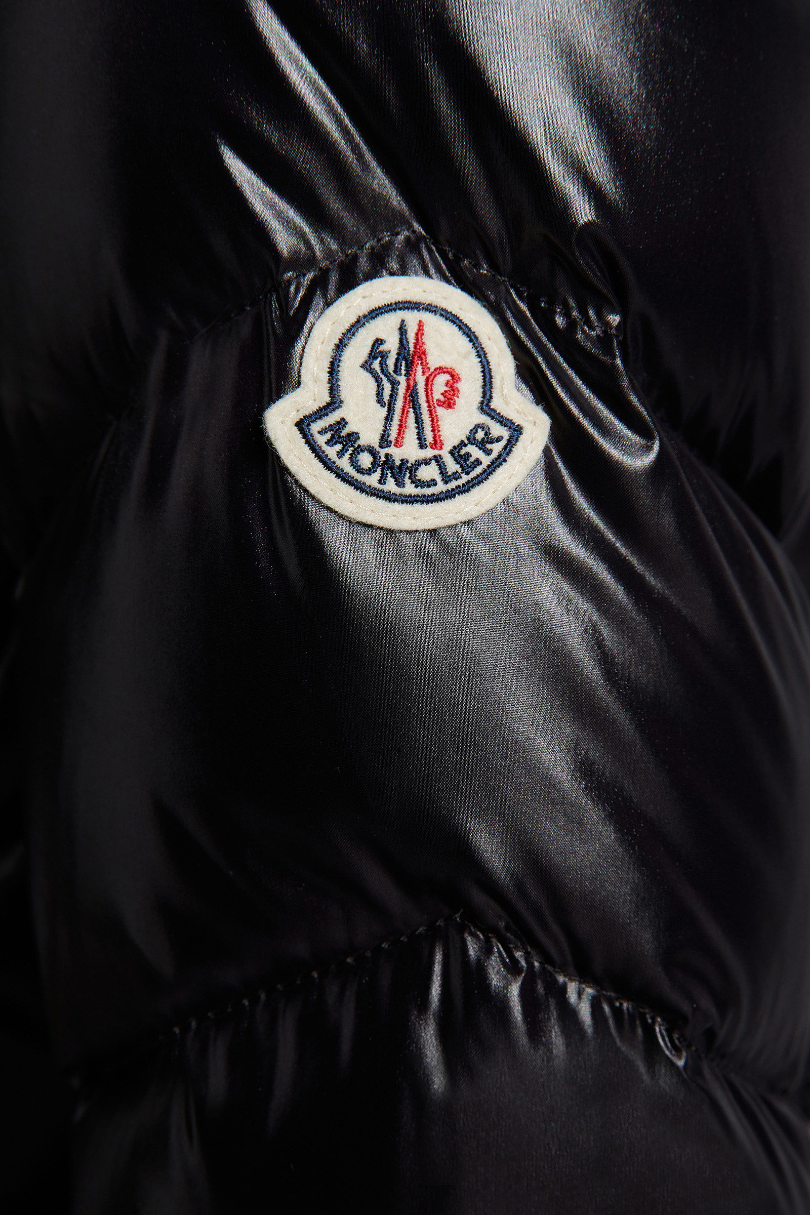 Marus Hooded Geometric-Quilted Long Down Jacket Women Black Moncler 7