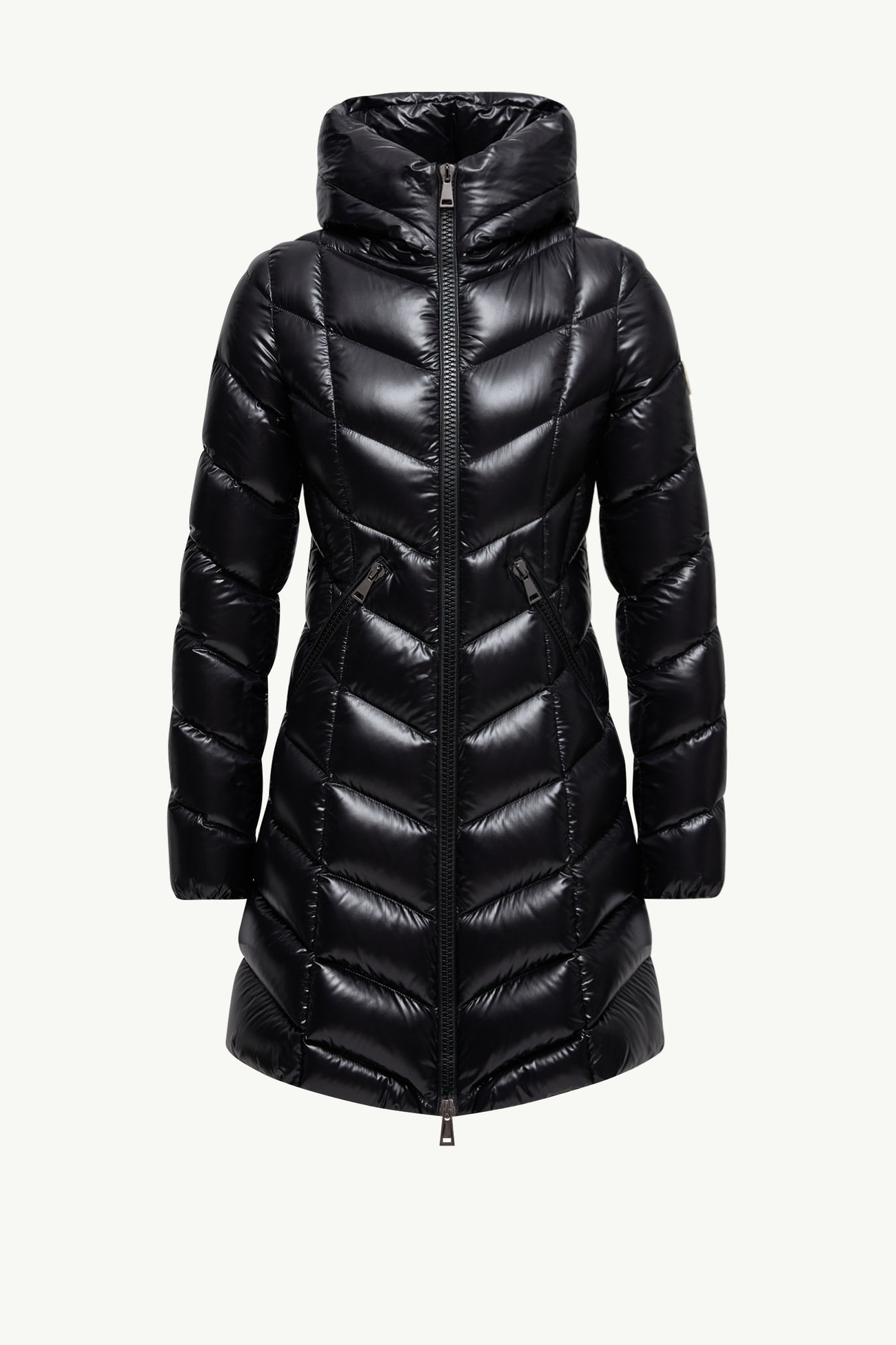 Marus geometrisch gesteppte lange Daunenjacke mit Kapuze Damen Schwarz Moncler 2