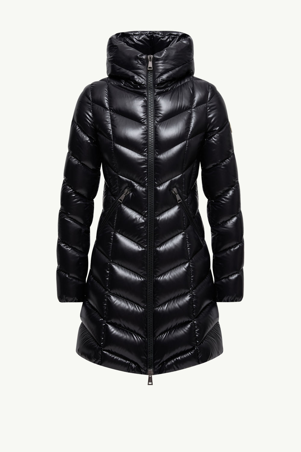 Marus Hooded Geometric-Quilted Long Down Jacket Women Black Moncler 2