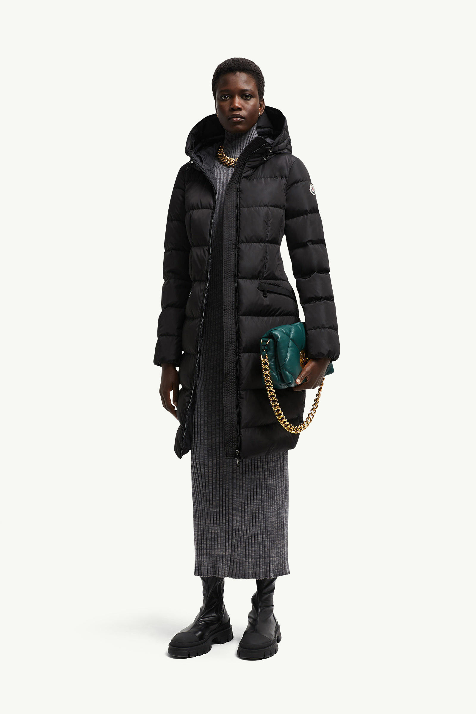 Avocette連帽長身羽絨外套 女士 黑色 Moncler 0