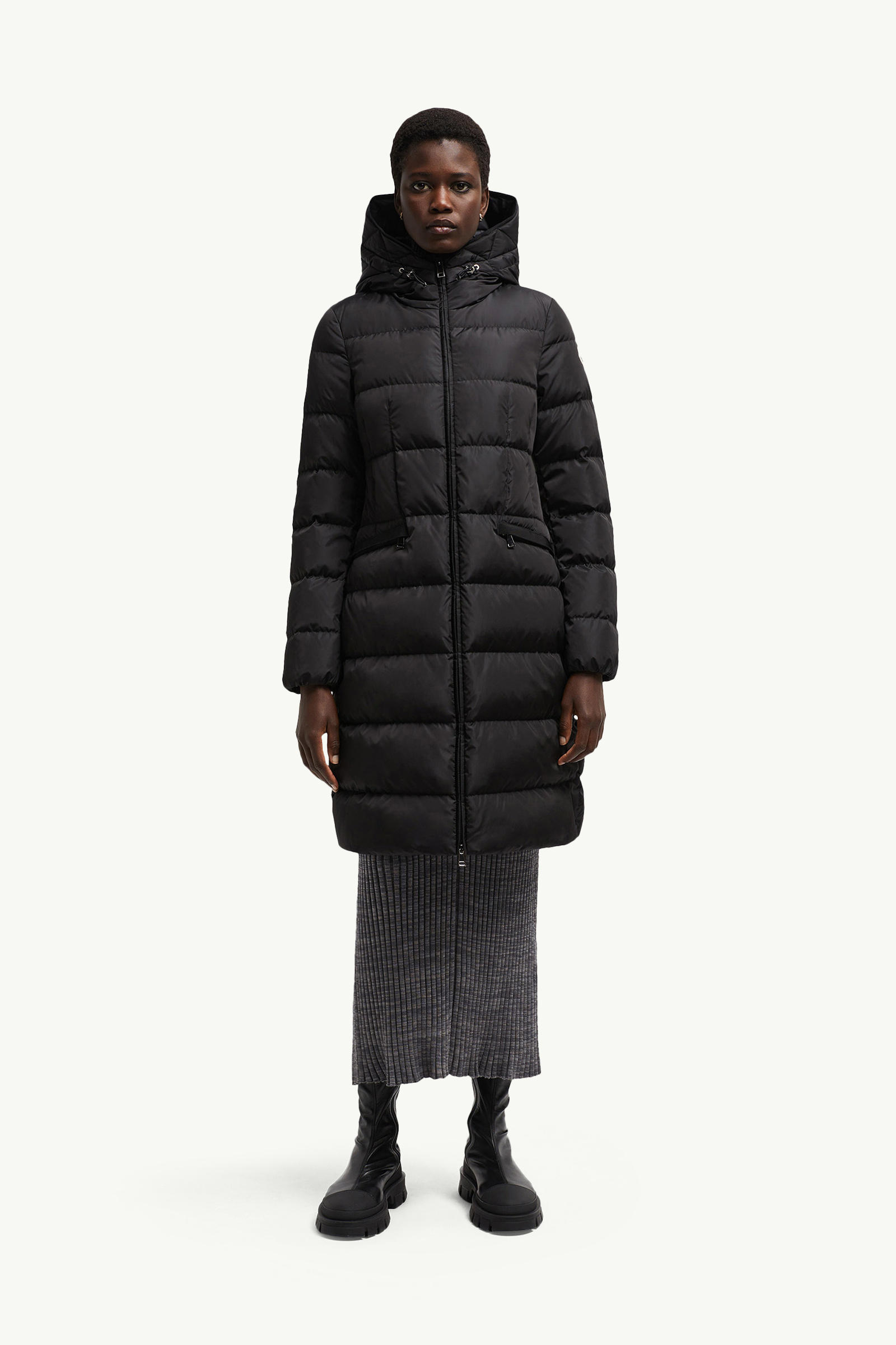 Avocette連帽長身羽絨外套 女士 黑色 Moncler 3