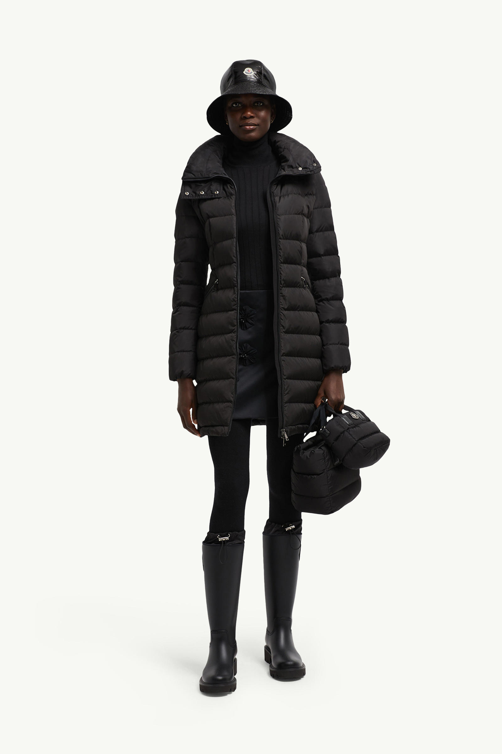 Flammette連帽長身羽絨外套 女士 黑色 Moncler 0