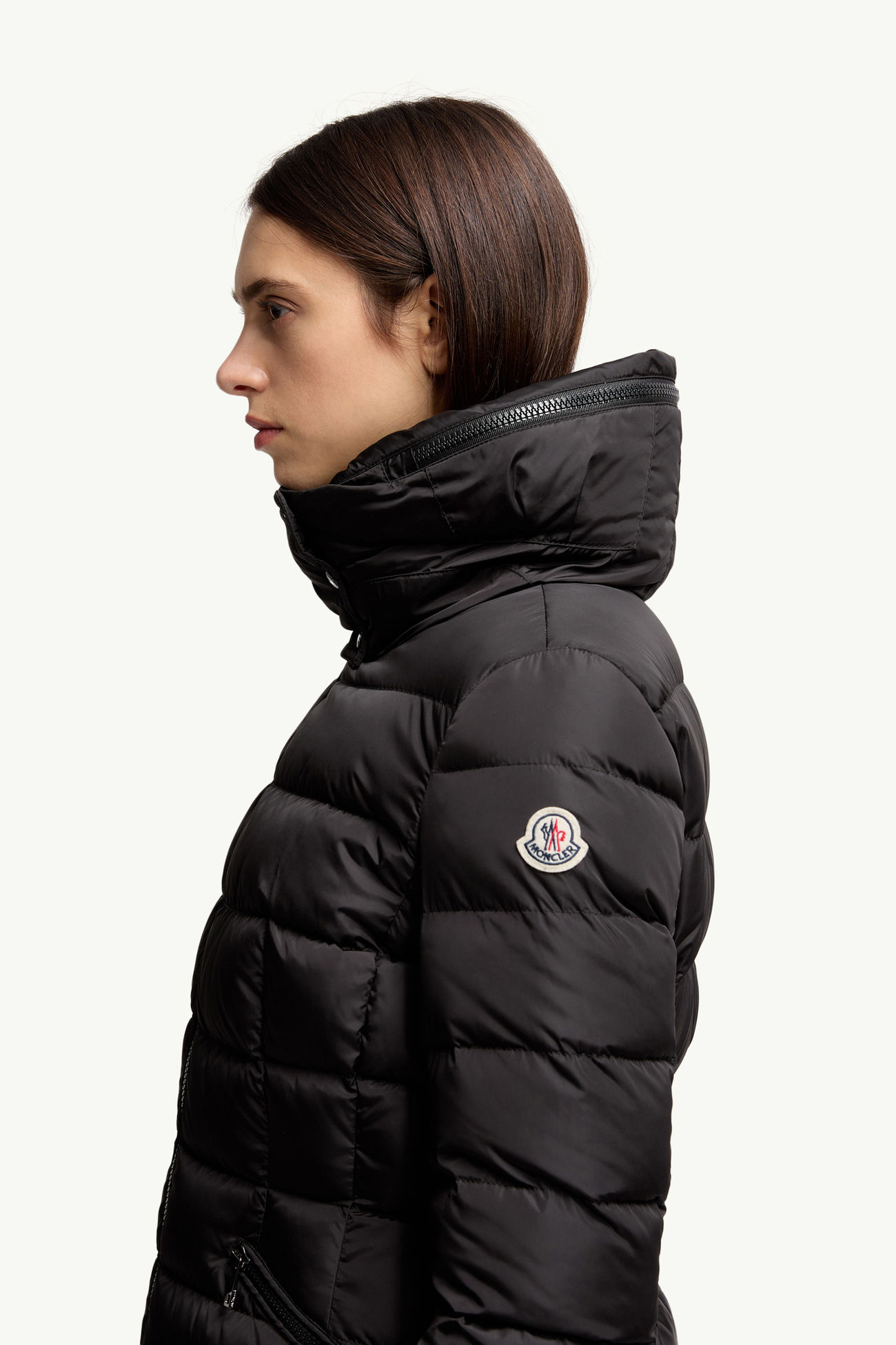 Piumino lungo Flammette con cappuccio Donna Nero Moncler 1