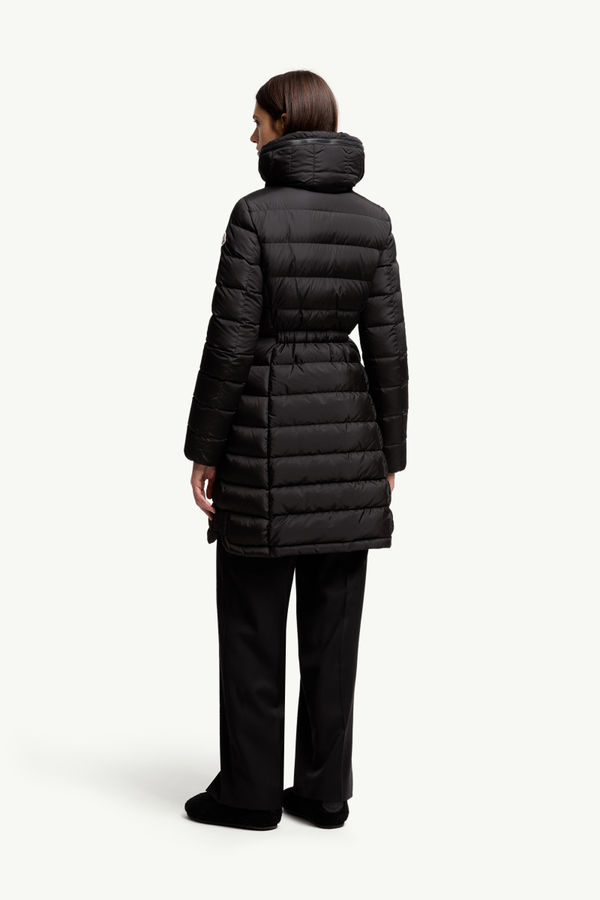 Flammette Hooded Long Down Jacket Women Black Moncler 4