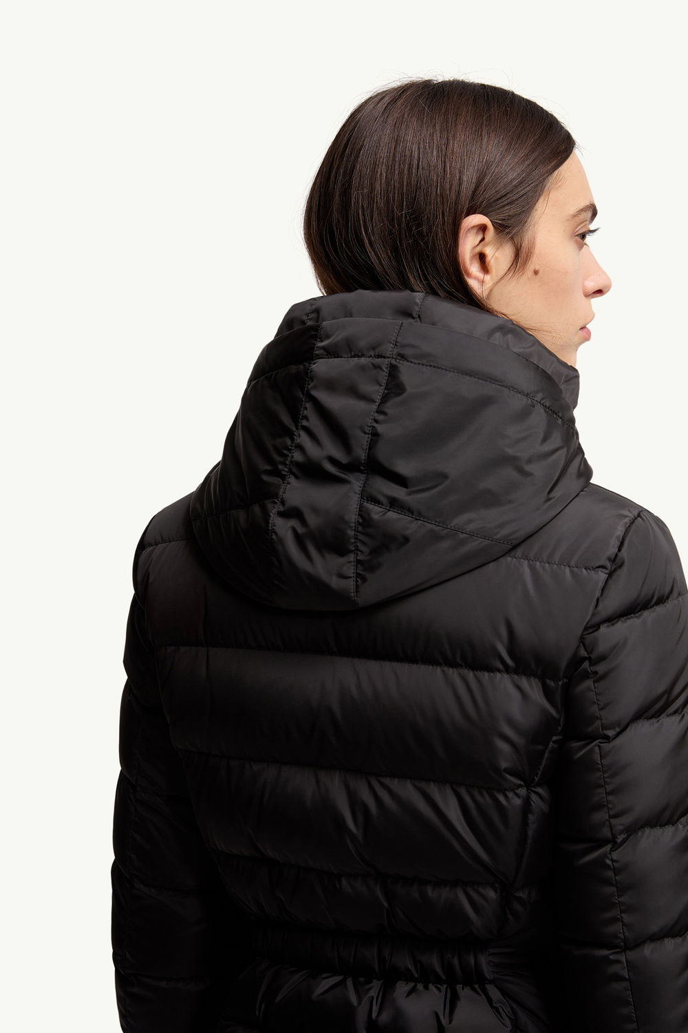 Flammette Hooded Long Down Jacket Women Black Moncler 5