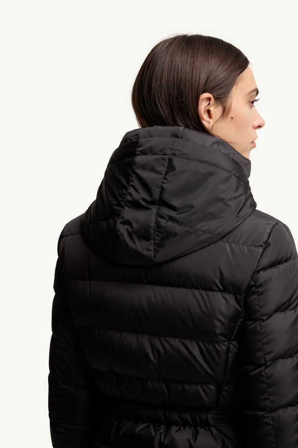 Flammette Hooded Long Down Jacket Women Black Moncler 5