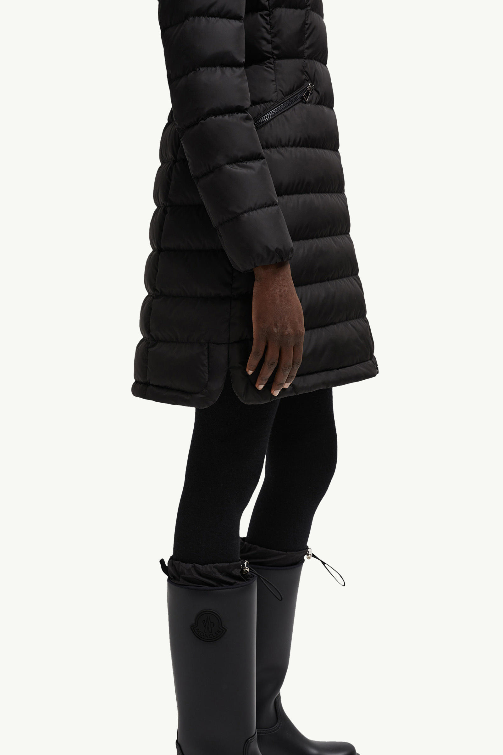 Flammette連帽長身羽絨外套 女士 黑色 Moncler 5