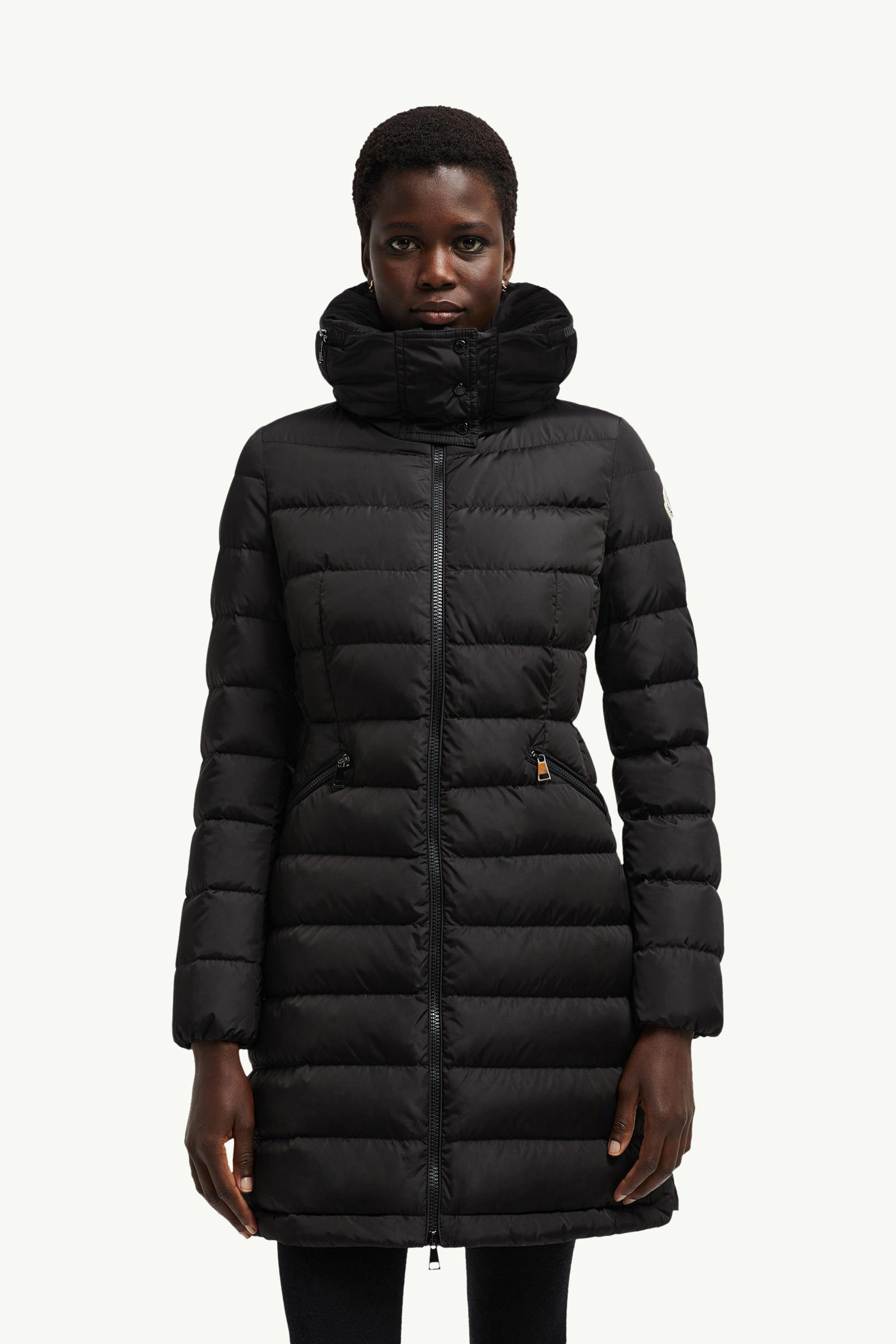 Flammette連帽長身羽絨外套 女士 黑色 Moncler 7