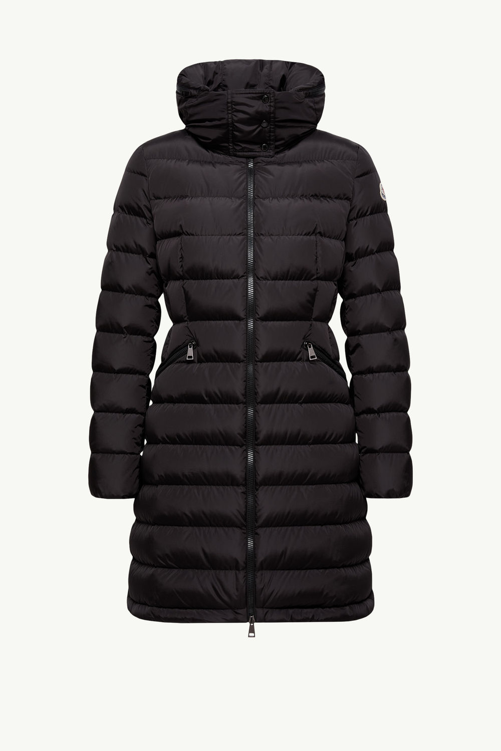 Flammette Hooded Long Down Jacket Women Black Moncler 2