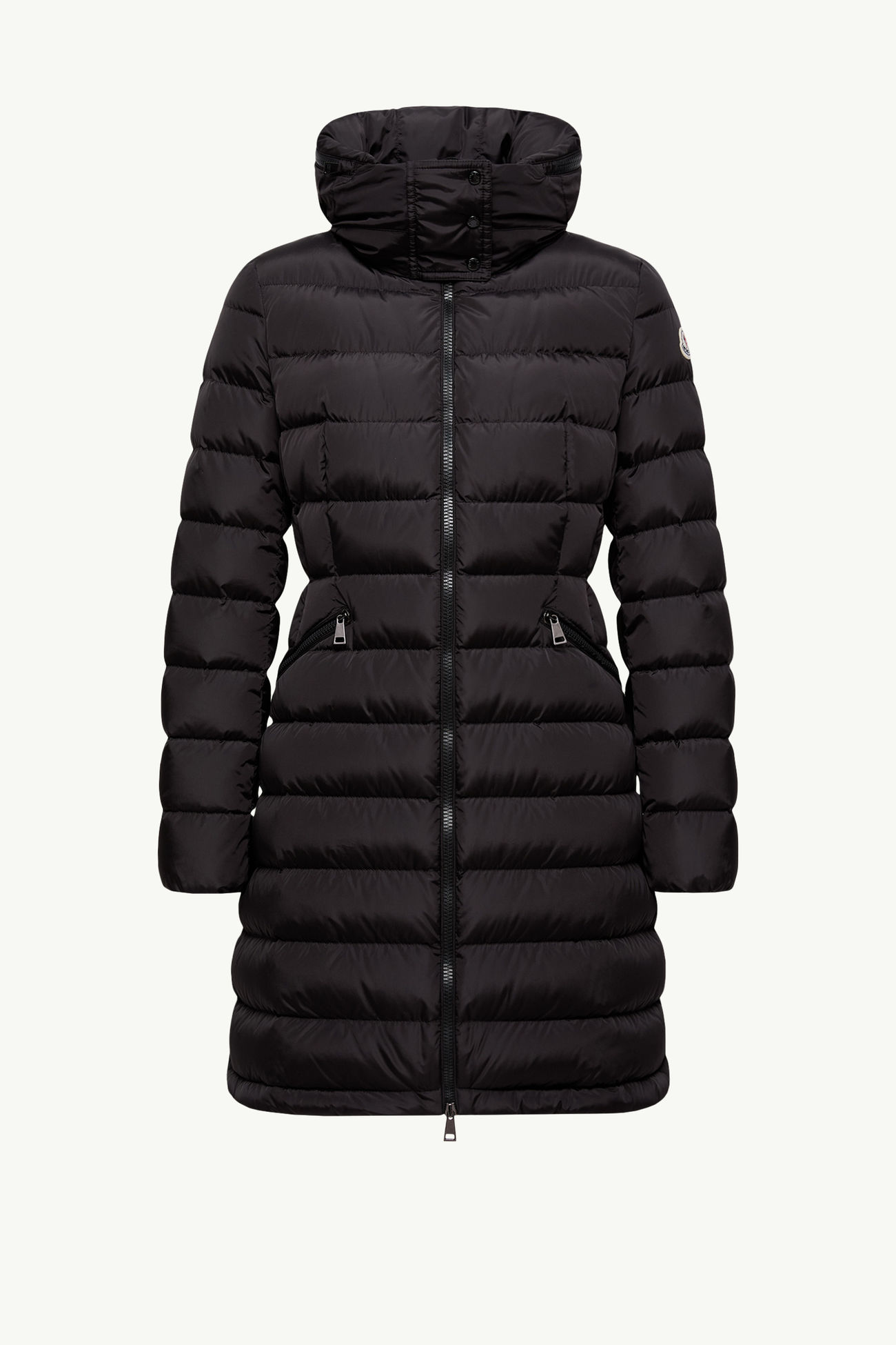 Flammette Hooded Long Down Jacket Women Black Moncler 2