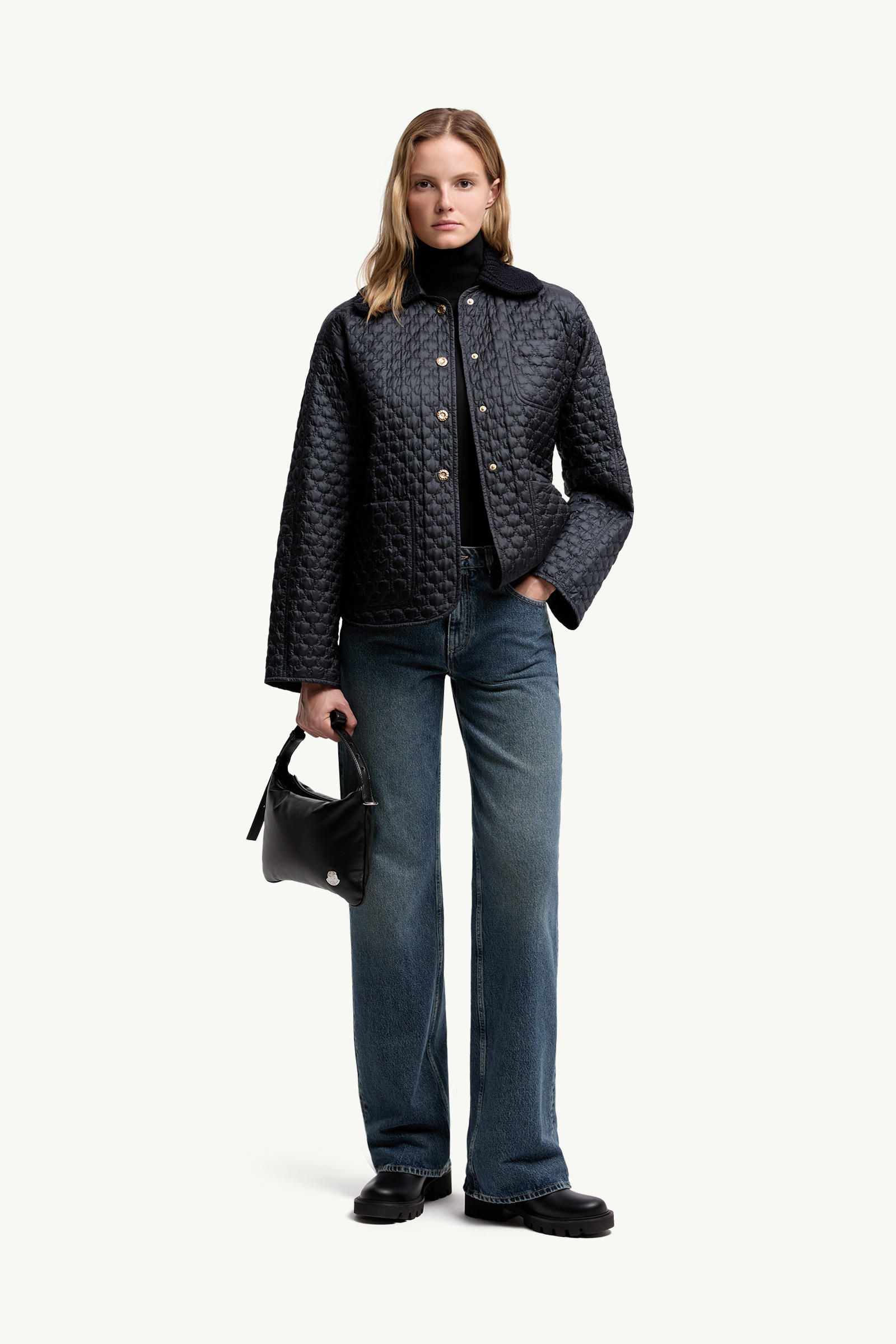 Straight Leg Bleached Jeans Women Navy Blue Moncler 0