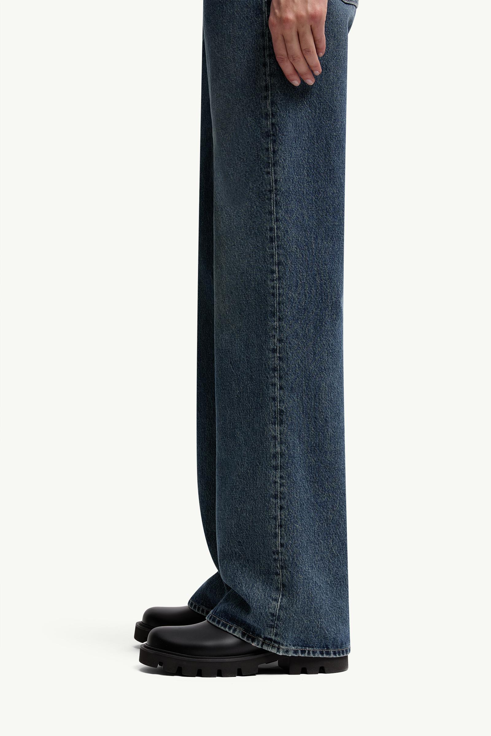 Straight Leg Bleached Jeans Women Navy Blue Moncler 1