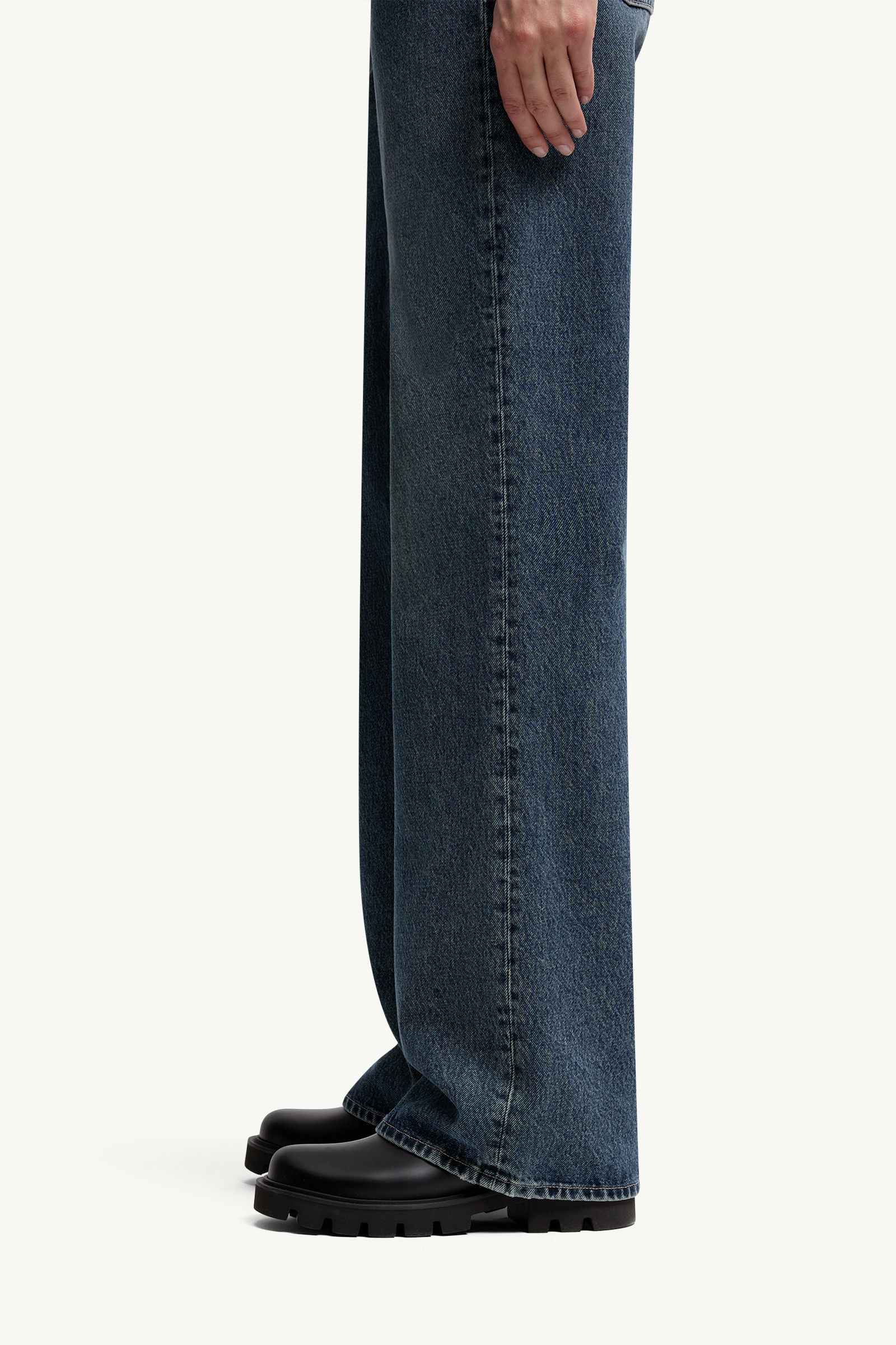Straight Leg Bleached Jeans Women Navy Blue Moncler 1