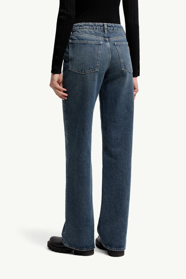 Straight Leg Bleached Jeans Women Navy Blue Moncler 4