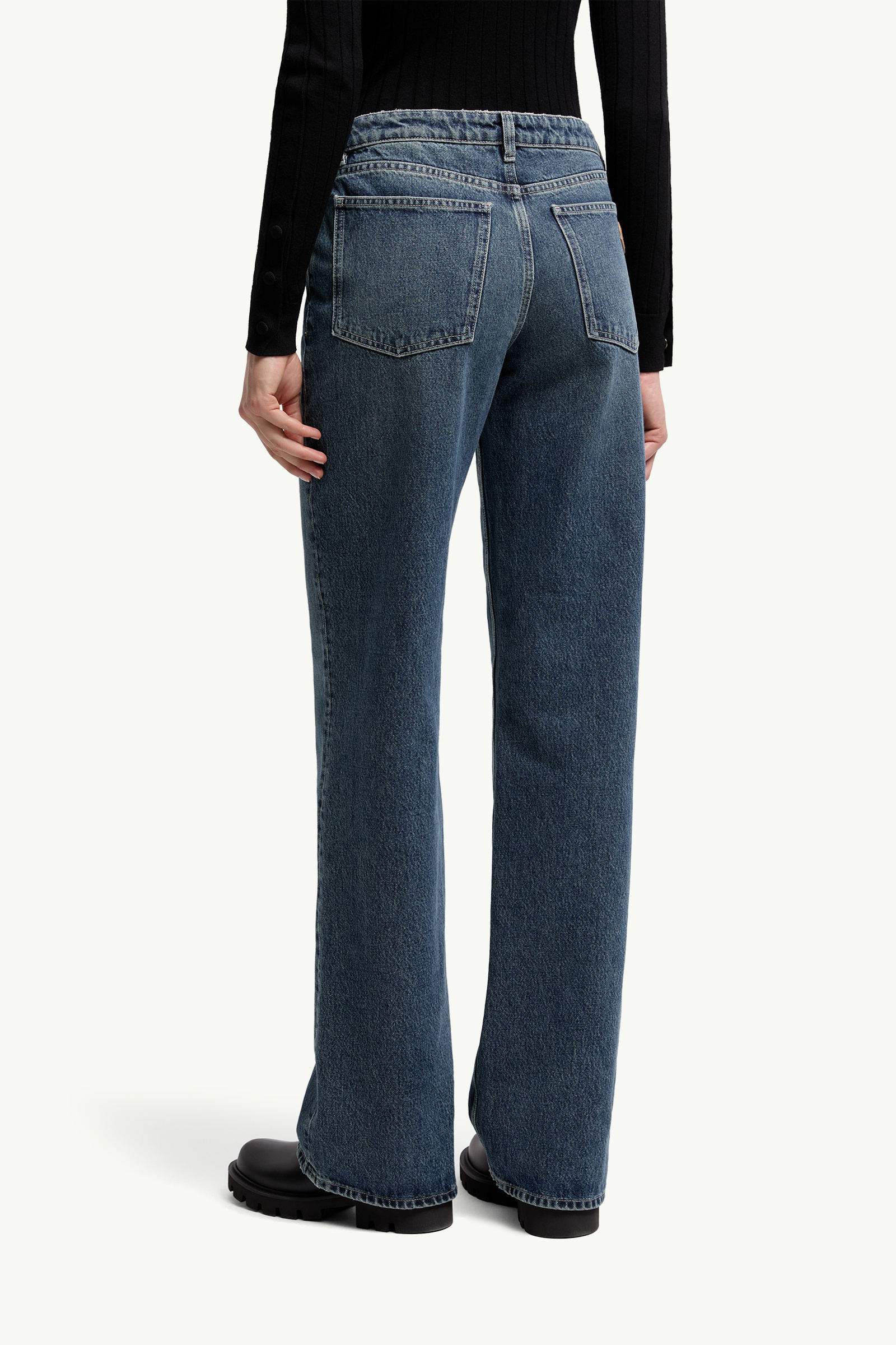 Straight Leg Bleached Jeans Women Navy Blue Moncler 4