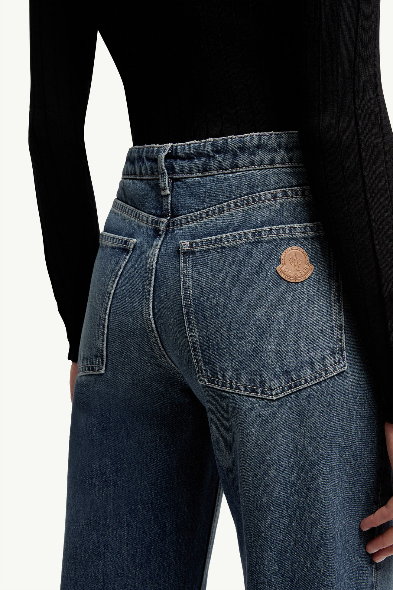Jeans a Gamba Dritta Bleached Donna Blu Navy Moncler 5