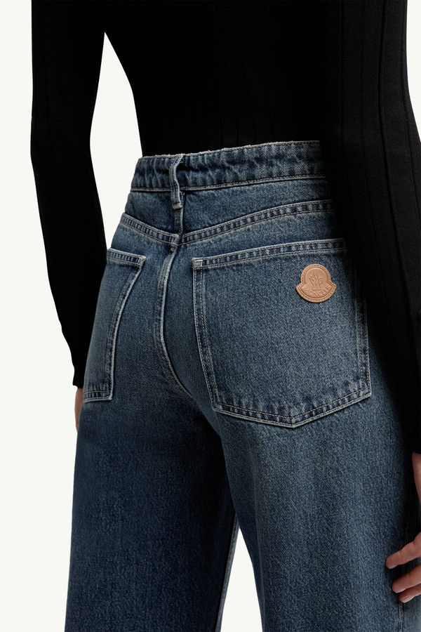 Straight Leg Bleached Jeans Women Navy Blue Moncler 5