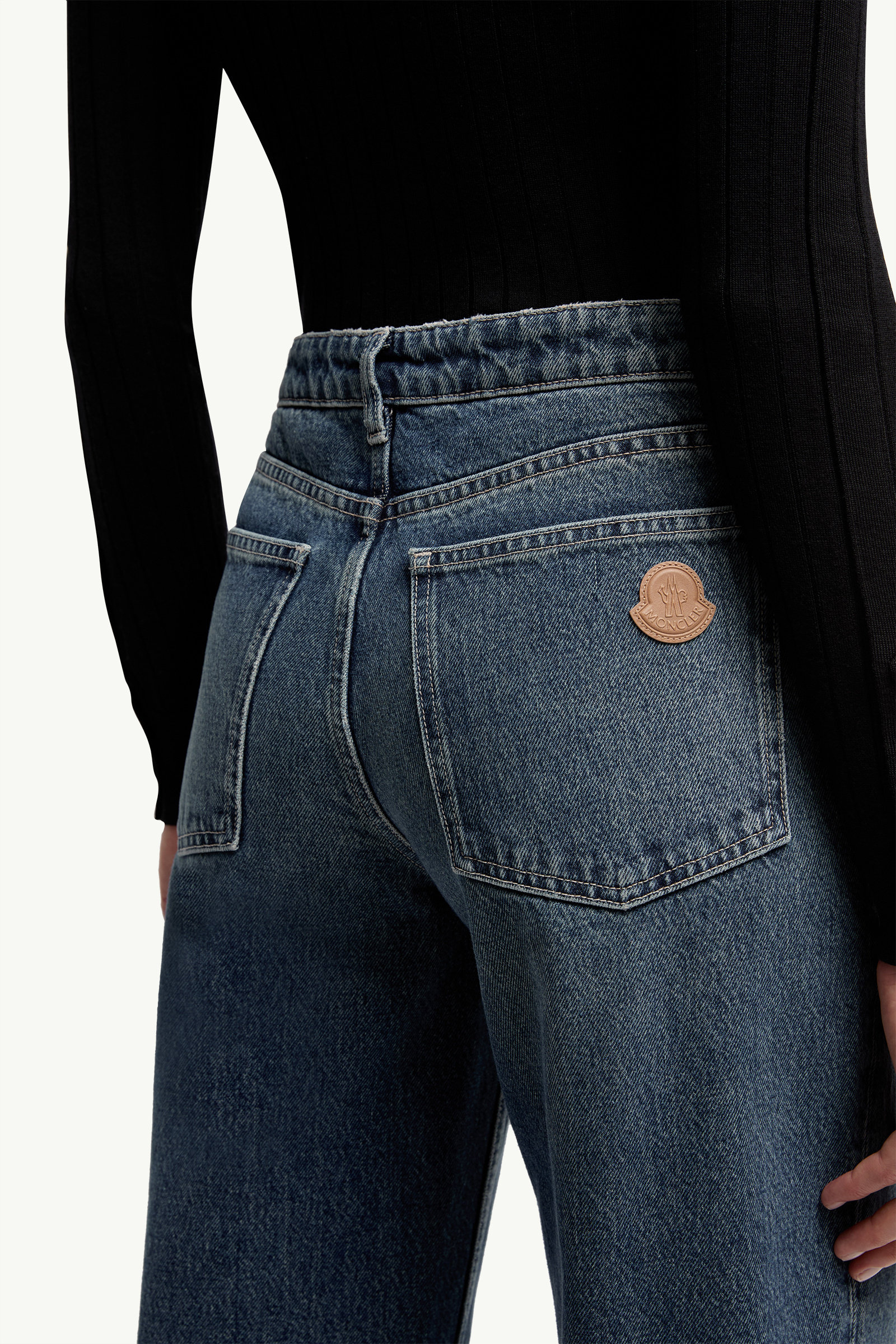 Straight Leg Bleached Jeans Women Navy Blue Moncler 5