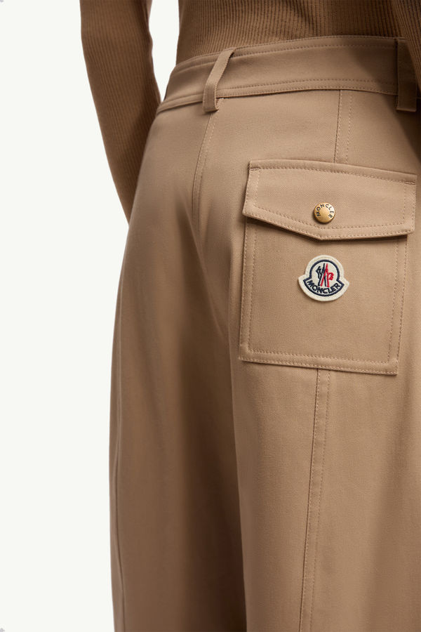 Straight Leg Cotton Gabardine Trousers Women Beige Moncler 5