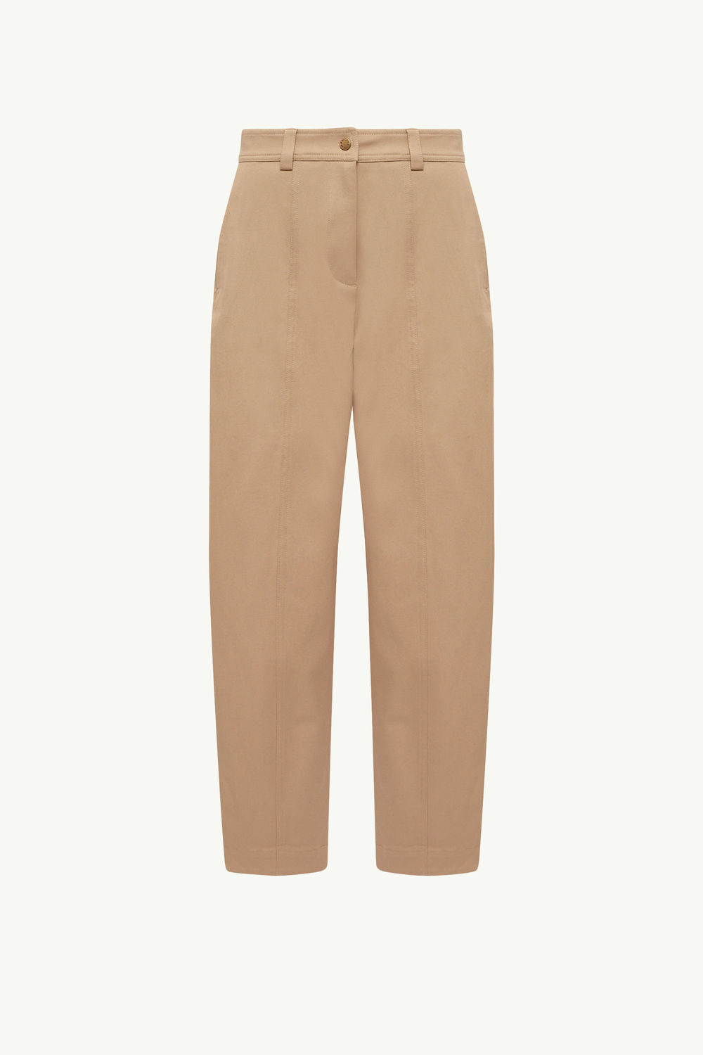 Straight Leg Cotton Gabardine Trousers Women Beige Moncler 2