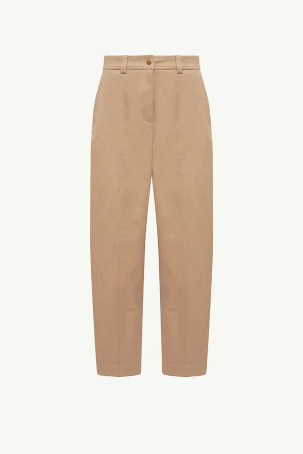Straight Leg Cotton Gabardine Trousers Women Beige Moncler 2