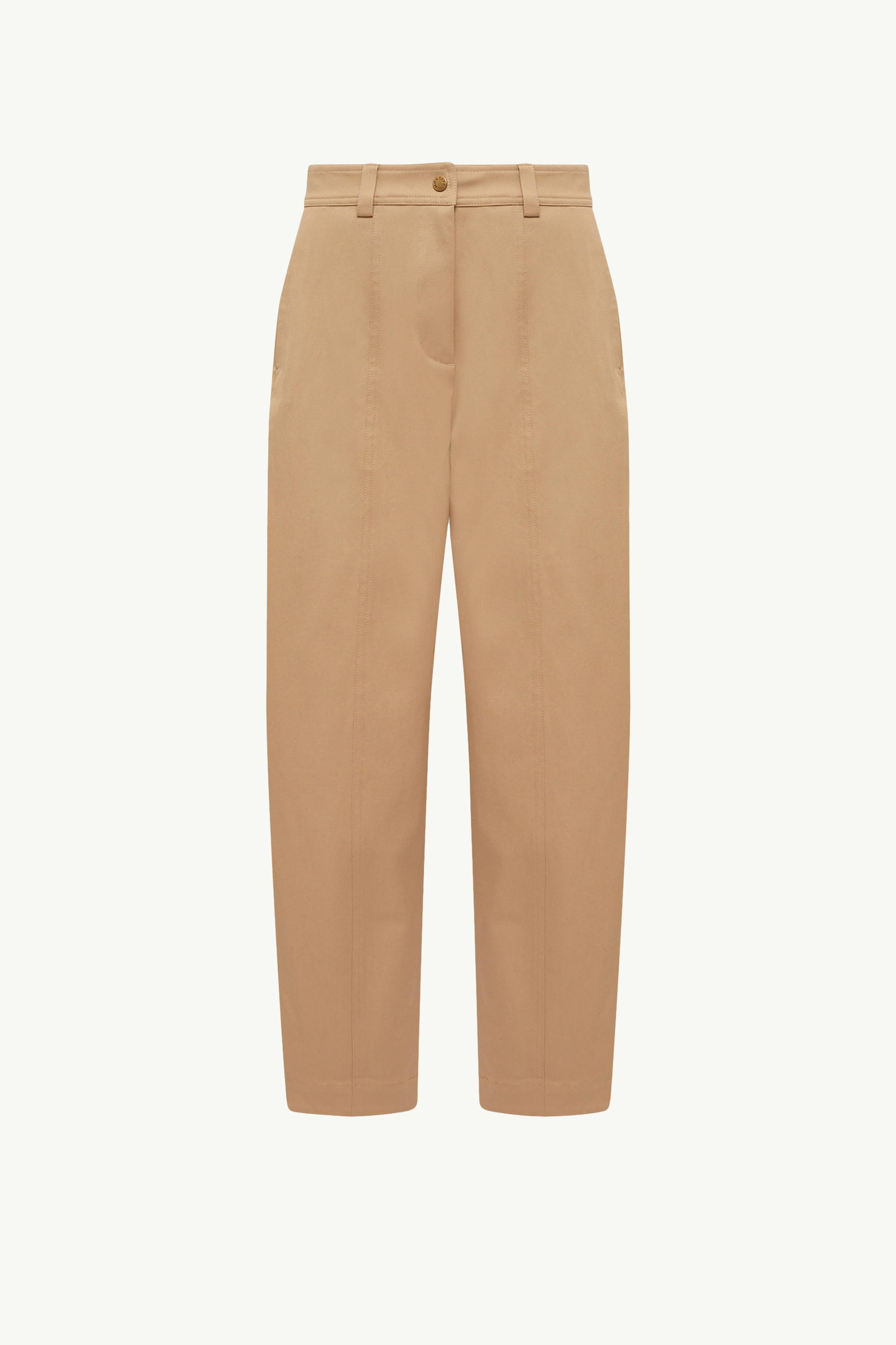 Straight Leg Cotton Gabardine Trousers Women Beige Moncler 2