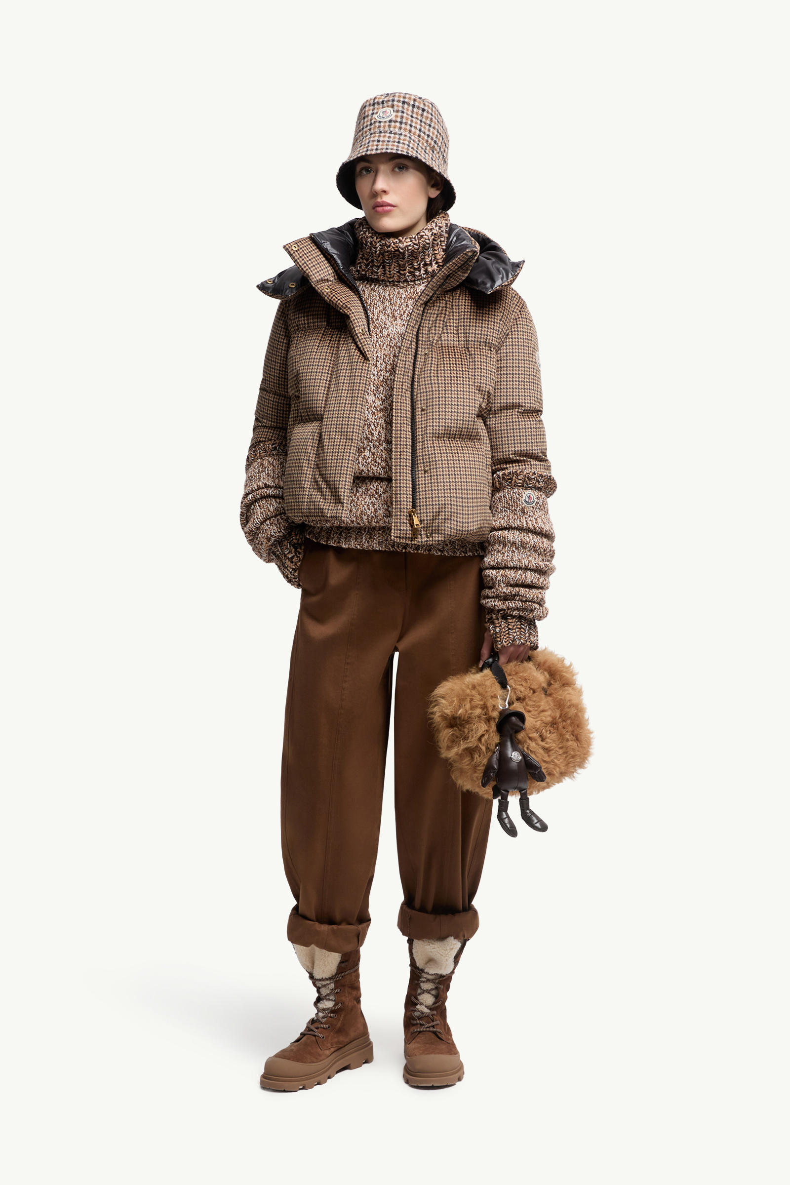 Straight Leg Cotton Gabardine Trousers Women Brown Moncler 0