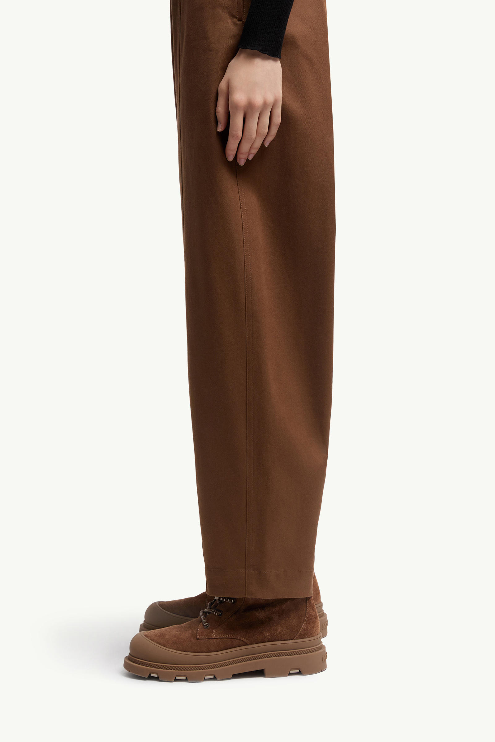 Straight Leg Cotton Gabardine Trousers Women Brown Moncler 1