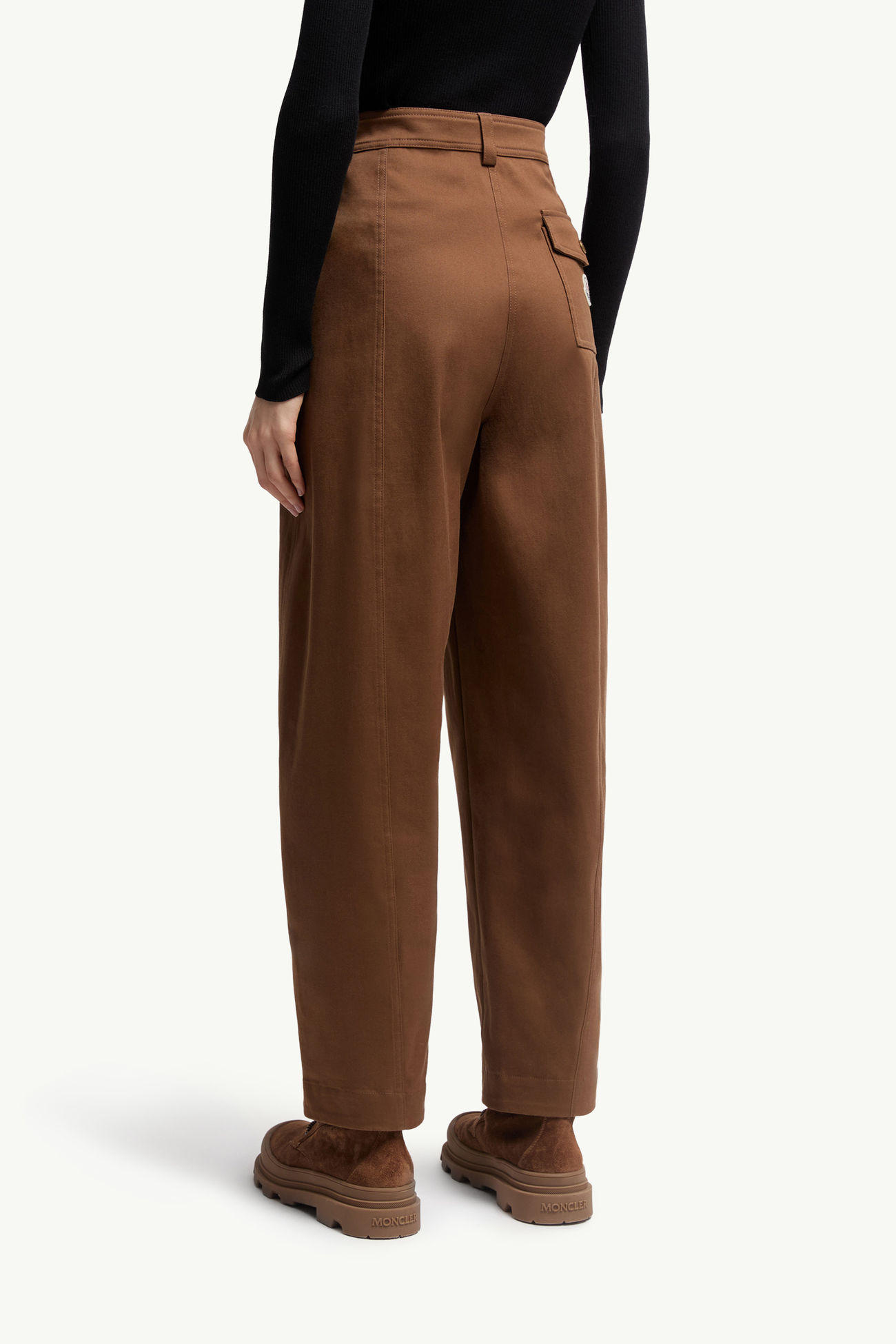 Straight Leg Cotton Gabardine Pants Women Brown Moncler 4