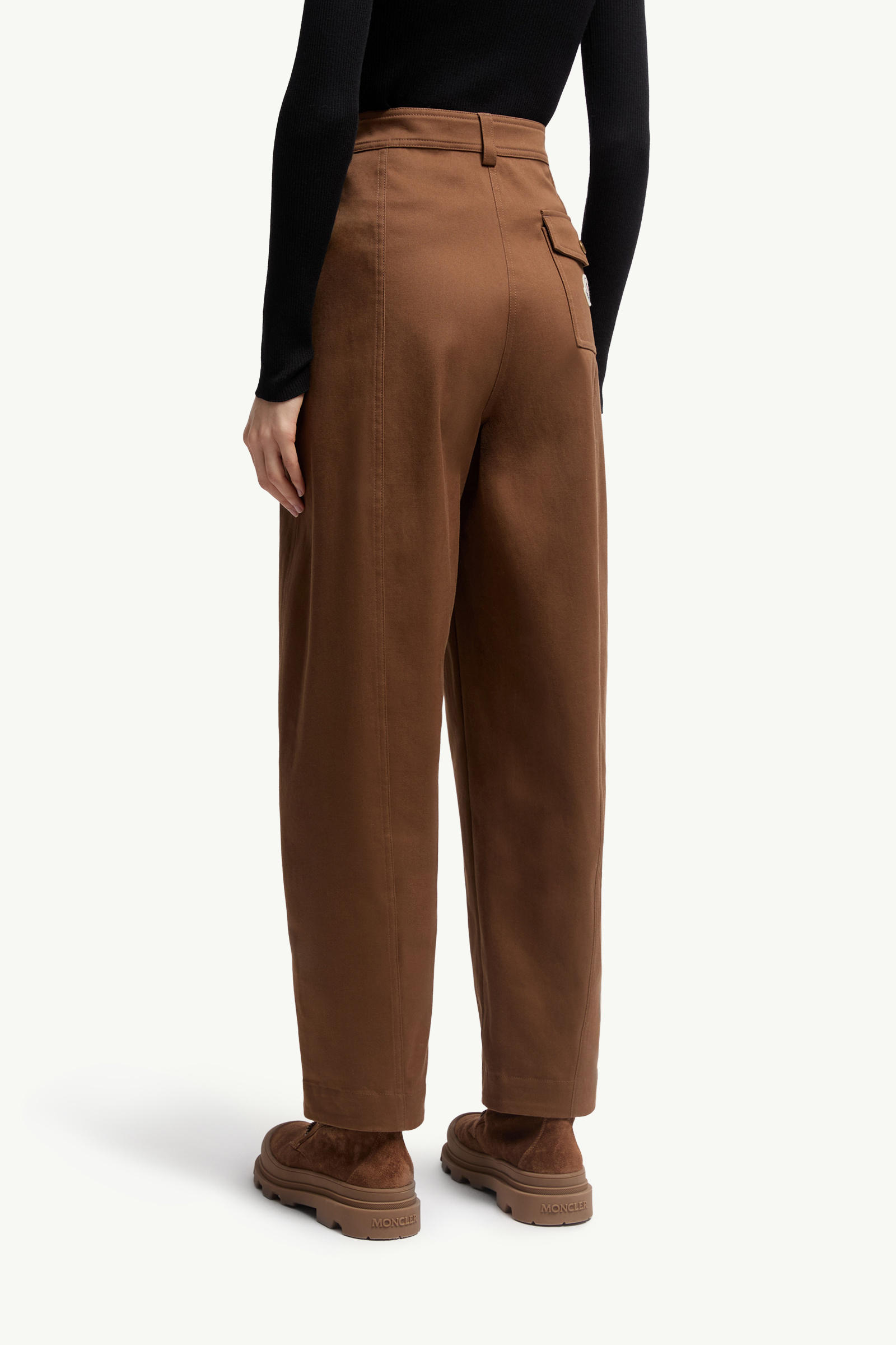 Straight Leg Cotton Gabardine Trousers Women Brown Moncler 4